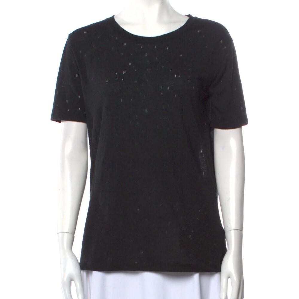 T by Alexander Wang Tee Shirt Size S Black Top Distressed Minimalist Athleisure